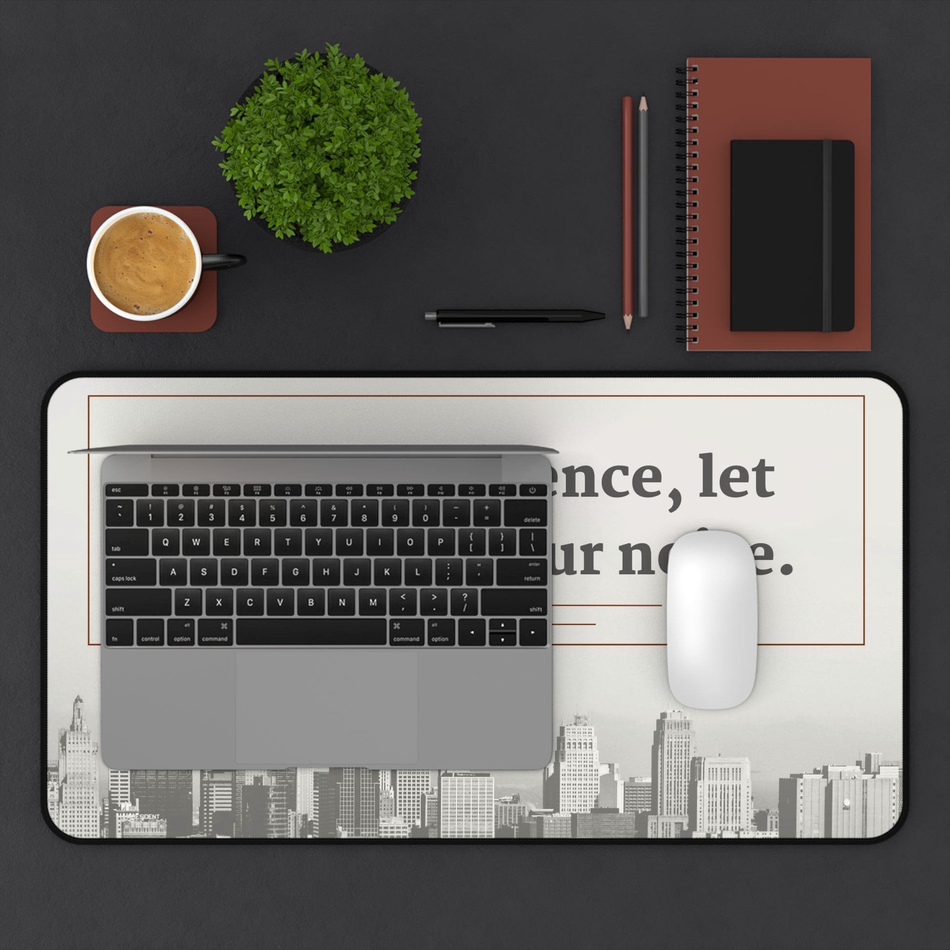 “Hustle in Silence” Motivational Desk Mat – Neoprene - Chronicle & Conquer