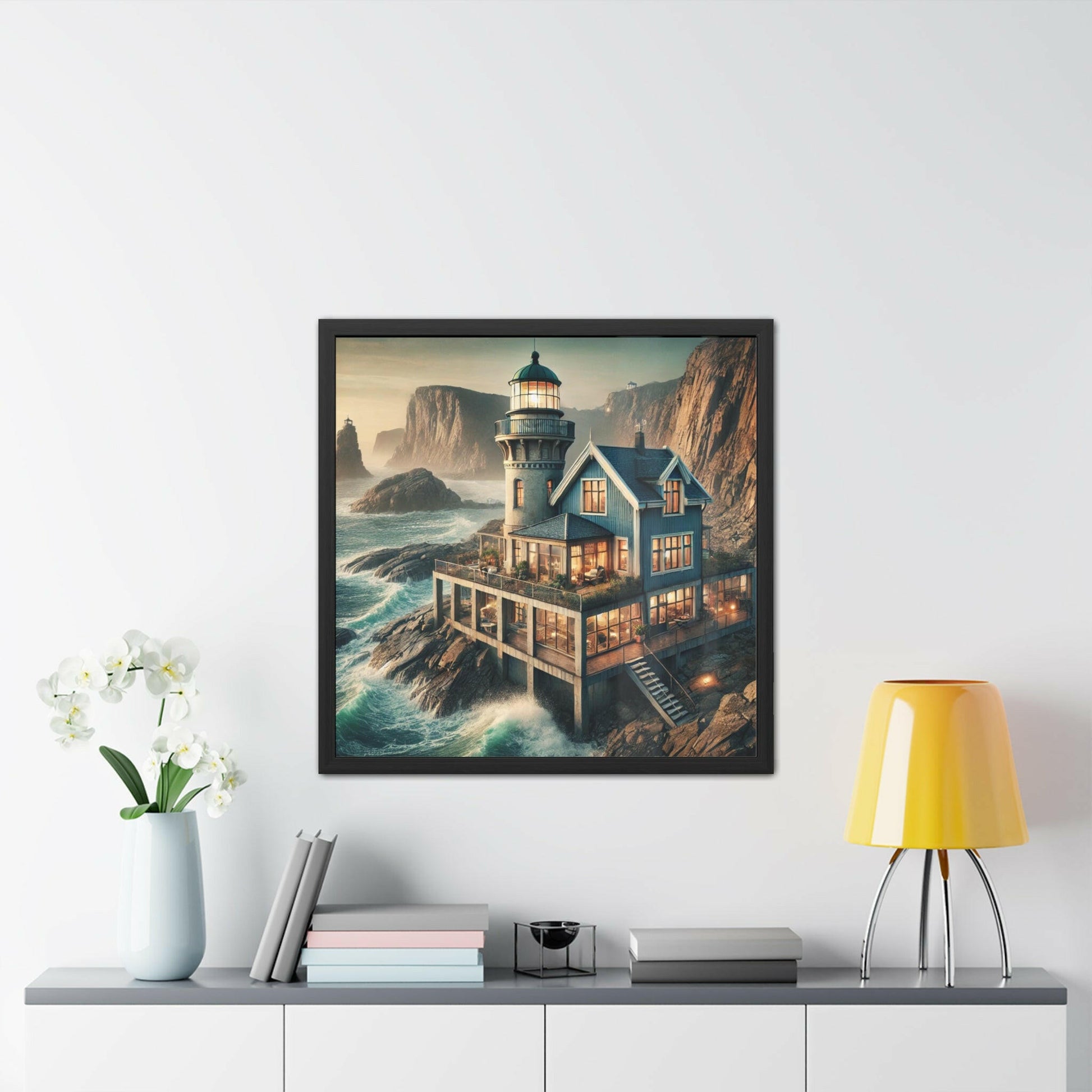 Coastal Lighthouse Framed Art Print – Wooden Frame - Chronicle & Conquer